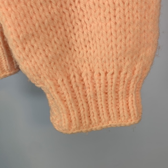 Hand knit crocheted light baby pink cardigan covered buttons homemade size 8-9 - Picture 3 of 6